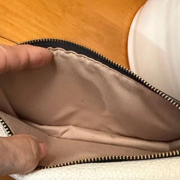 Coach Two-Tone Cream & Taupe Leather Crossbody Wristlet with Black Strap - Picture 15 of 16